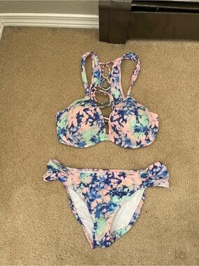 PINK Victoria's Secret Pastel Tie-Dye Push-Up Bikini - Pink, Blue, Mint